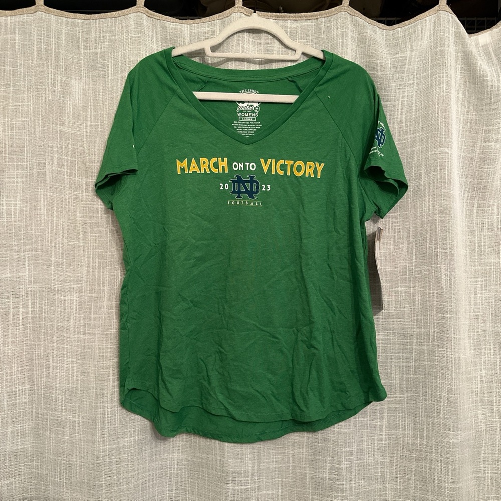 Green Women's Notre Dame Football T-Shirt